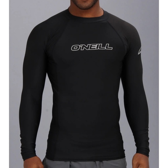 O'Neill Swim Oneill Mens Black Basic Skins Long Sleeve Crew Rash